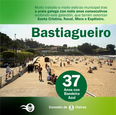 Imaxe Bastiagueiro, única praia galega con Bandeira Azul desde 1987