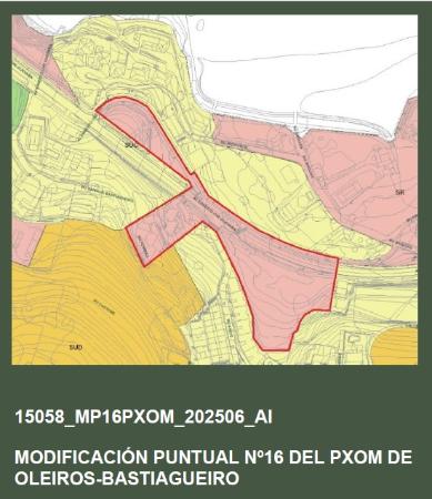 Imagen modificación puntual núm. 16 del PGOM: cambio de clasificación de tres parcelas en Bastiagueiro