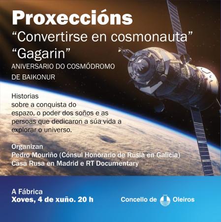 Imaxe Proxeccións na Fábrica o día 4 polo aniversario do cosmódromo de Baikonur