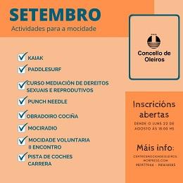 Imagen Xa é posible inscribirse nas actividades das casas da mocidade do mes de setembro