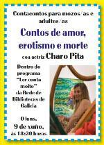 Image Charo Pita na Biblioteca Rosalía de Castro con ¿Contos de amor, erotismo e morte¿: luns 9 de xu