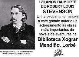 Image Expo bibliográfica na Biblioteca de Lorbé sobre Robert Louis Stevenson