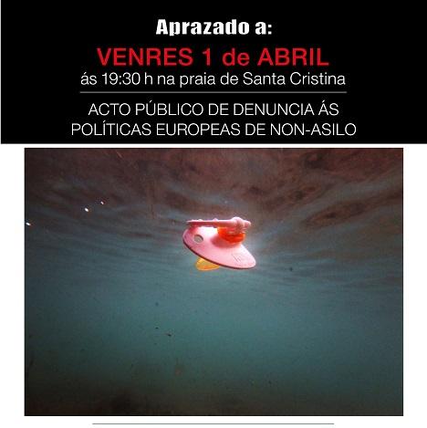 Imagen O acto público de denuncia das políticas europeas de non asilo aprázase para este venres ás 19:30 horas