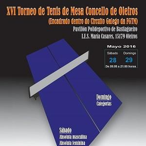 Imagen O sábado e o domingo celébrase o XVI Torneo Concello de Oleiros de Tenis de Mesa