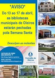 Imagen AVISO: las bibliotecas municipales cierran por Semana Santa