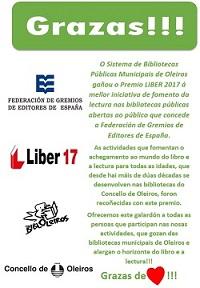 Imaxe Entrega do Premio Liber 2017 ao fomento da lectura ás Bibliotecas de Oleiros!!!
