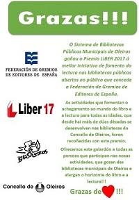 Imagen ¡¡¡Entrega del Premio Liber 2017 al fomento de la lectura a las Bibliotecas de Oleiros!!!