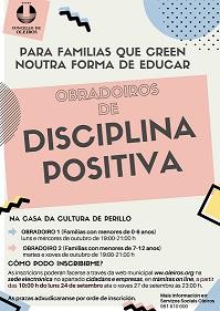 Imagen O luns 24 abre o prazo de inscrición nos Obradoiros de disciplina positiva dirixidos ás familias de Oleiros