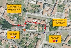 Imagen As obras na avenida Rosalía de Castro obrigan a cortar a intersección coa rúa Quenia