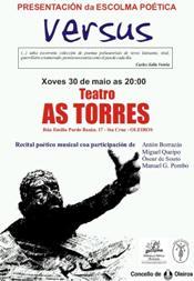Imagen Recital poético-musical no Teatro As Torres de Santa Cruz: presentación de VERSUS
