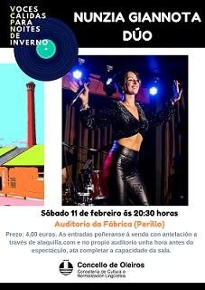 Imagen X CICLO DE MÚSICA VOCES CÁLIDAS PARA NOITES DE INVERNO. CONCERTO DE NUNZIA GIANNOTA DÚO